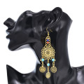 N-8210 New Turquoise Coin Women Drop Earrings Vintage Bohemian Ethnic Statement Earrings