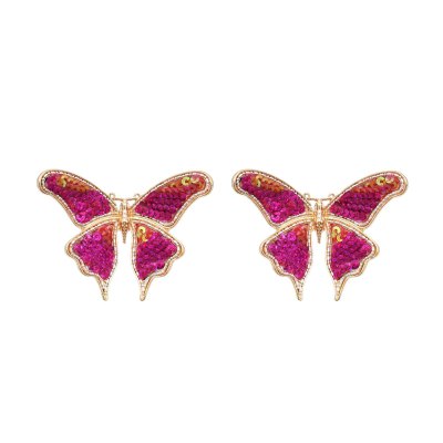 E-6648 Cute Butterlfy Women Stud Earrings Alloy Sequin Elegant Party Statement Earrings