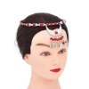 N-8217 Vintage Silver Leaf Tassel Tibetan Blue Green Red Colorful Beaded Choker Necklace Hair Accessories