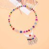 N-8217 Vintage Silver Leaf Tassel Tibetan Blue Green Red Colorful Beaded Choker Necklace Hair Accessories