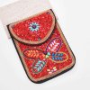 N-8220 New Butterfly pattern Turquoise Rice Beads Short Hand Bag Purse Cosmetic Bag for Women Girls party Accessories