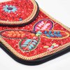 N-8220 New Butterfly pattern Turquoise Rice Beads Short Hand Bag Purse Cosmetic Bag for Women Girls party Accessories