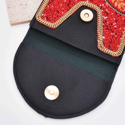 N-8220 New Butterfly pattern Turquoise Rice Beads Short Hand Bag Purse Cosmetic Bag for Women Girls party Accessories