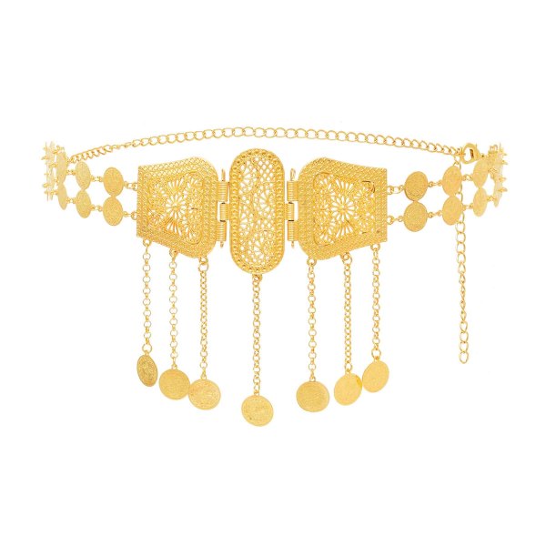N-8225 Golden Women Body Jewelry Coin Tassel Bohemian Ethnic Waist Chains