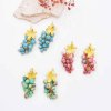 E-6653 Fashion Gold Alloy Pink Green Blue Nature Stone Dangle Earrings for Women