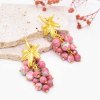 E-6653 Fashion Gold Alloy Pink Green Blue Nature Stone Dangle Earrings for Women