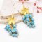 E-6653 Fashion Gold Alloy Pink Green Blue Nature Stone Dangle Earrings for Women