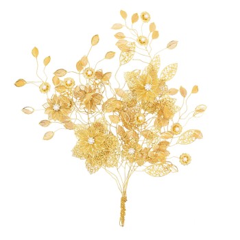 N-8227 Golden Leaves Branch Pearl Flower Bride Holding Flowers In Hand Bride Wedding Accessories