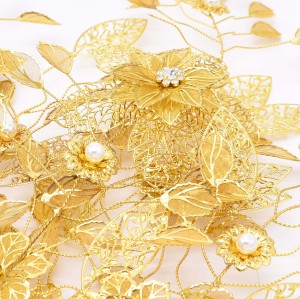 N-8227 Golden Leaves Branch Pearl Flower Bride Holding Flowers In Hand Bride Wedding Accessories