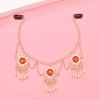 F-1131 Fashion Gold Alloy Red Crystal Leaf Tassel Hair Accessories for Women