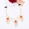 F-1131 Fashion Gold Alloy Red Crystal Leaf Tassel Hair Accessories for Women