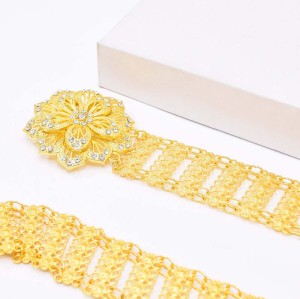 N-8228 Fashion Ethnic Gold Hollowed Flower Belt Waist Belly Chains
