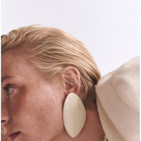 E-6651 White Brown Geometric Acrylic Stud Earrings for Women