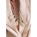 N-8232 Beaded Long Chain Acrylic Drop Charms Necklace for Women