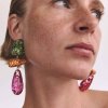 E-6656 Baroque Women Drop Earrings Colorful Party Stone Charms Pendant Earrings