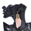 E-6655 Fashion Feather Dangle Earrings Hollow Out Pattern For Women