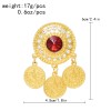 P-0543 4 Styles Gold Coin Red Acrylic Gemstone Brooches for Women
