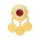 P-0543 4 Styles Gold Coin Red Acrylic Gemstone Brooches for Women