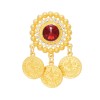 P-0543 4 Styles Gold Coin Red Acrylic Gemstone Brooches for Women