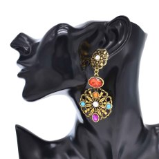 E-6657 Vintage Gold Colorful Crystal Dangle Earrings for Women Party Gift