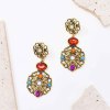 E-6657 Vintage Gold Colorful Crystal Dangle Earrings for Women Party Gift
