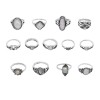 R-1681 13pcs/Set White Opal Middle Finger Ring for Women