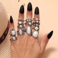 R-1681 13pcs/Set White Opal Middle Finger Ring for Women