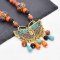 N-8239 Ethnic Retro Gold Alloy Color Butterfly Pattern Colorful Beads Nylon Rope Necklace for Women