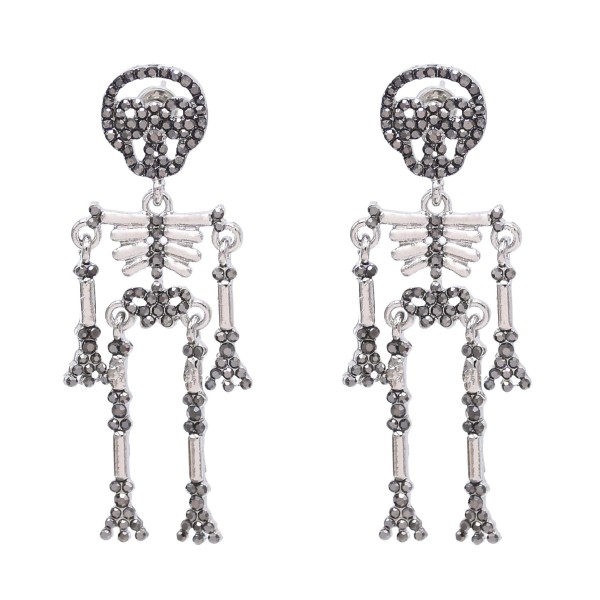 E-6662 Novel Human Skeleton Crystal Earrings for Women