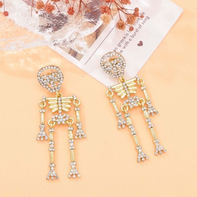 E-6662 Novel Human Skeleton Crystal Earrings for Women