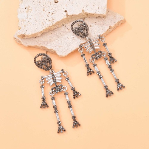 E-6662 Novel Human Skeleton Crystal Earrings for Women
