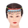 N-8244 Ethnic Retro Silver Alloy Blue Acrylic Beads Color Nylon Rope Necklace Hair Accessories