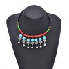 N-8244 Ethnic Retro Silver Alloy Blue Acrylic Beads Color Nylon Rope Necklace Hair Accessories