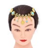 F-1137 Vintage Ethnic Gold Alloy Hair Accessories Green Stone Coin Tassel For Women