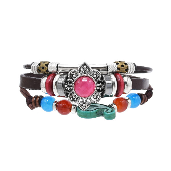 B-1295 New Bohemian Style Multi-color Beaded Drawstring Bracelet
