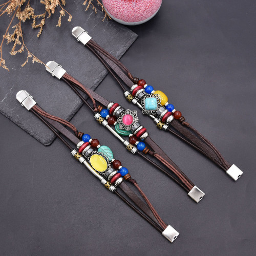 B-1295 New Bohemian Style Multi-color Beaded Drawstring Bracelet