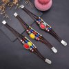 B-1296 Bohemian Vintage Retro Leather Rope Crystal Women Bracelet