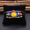 B-1296 Bohemian Vintage Retro Leather Rope Crystal Women Bracelet