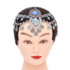 F-1138 New Retro Bohemian Style Gold Silver Coin Tassel Pendant Women's Blue Headwear