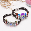 B-1297 Bohemian Vintage Retro Leather Rope Crystal Women Eye Bracelet
