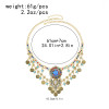 N-8248 Ethnic Retro Alloy Blue Acrylic Rhinestone Beads Women Choker Necklace