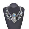 N-8248 Ethnic Retro Alloy Blue Acrylic Rhinestone Beads Women Choker Necklace