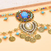 N-8248 Ethnic Retro Alloy Blue Acrylic Rhinestone Beads Women Choker Necklace