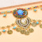N-8248 Ethnic Retro Alloy Blue Acrylic Rhinestone Beads Women Choker Necklace