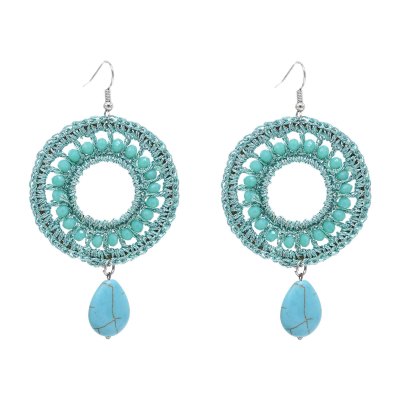E-6664 Women Pendant Earrings Statement Bohemian Ethnic Circular Rope Drop Earrings