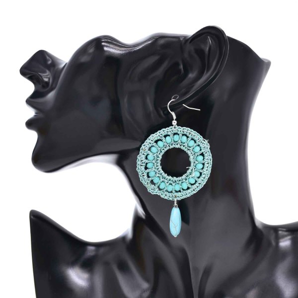 E-6664 Women Pendant Earrings Statement Bohemian Ethnic Circular Rope Drop Earrings