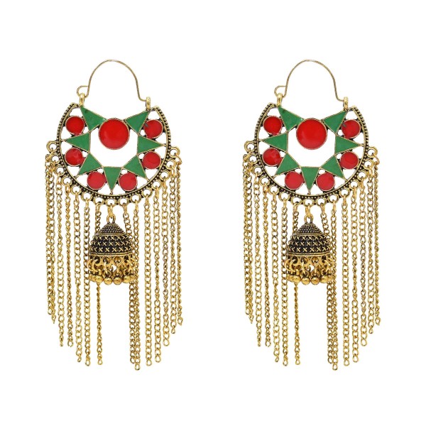 E-6665 Vintage Golden Bell Pendant Long Chain Tassel Earrings for Women