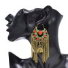 E-6665 Vintage Golden Bell Pendant Long Chain Tassel Earrings for Women