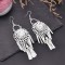 E-6667 Miao Silver Plated Hollow Flower Long Pendant Earrings for Women