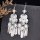 E-6666 Silver Women Drop Earrings Carved Flower Ethnic Statement Tassel Earrings